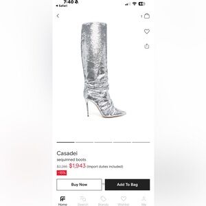 Casadei Silver Sequin Heeled Boots
